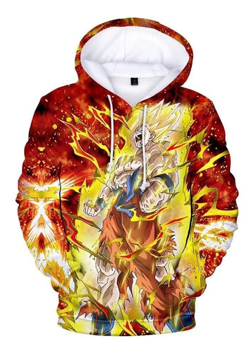 Sudadera Trend Impresión Digital Dragon Ball Daño De Batalla