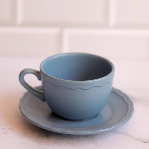 Set X12 Tazas Con Plato De Cerámica Café Té