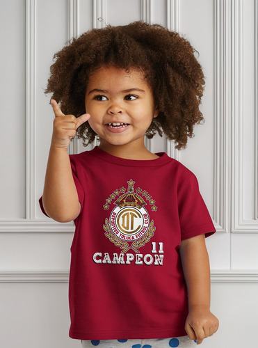 Playera Dtf Bebé Fútbol Toluca Campeón Diablos Rojos Rojo