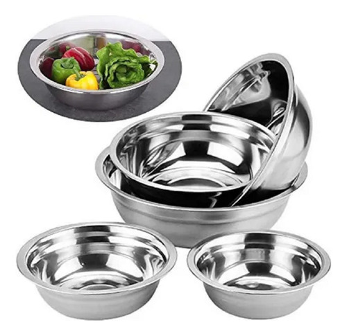 Set Ensaladera Tazon Bowl Acero Inoxidable Cocina 16cm 3pzs Plateado