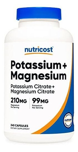  Nutricost Potasio (99 Mg) Magnesio (210 Mg) Citratos, 240 C