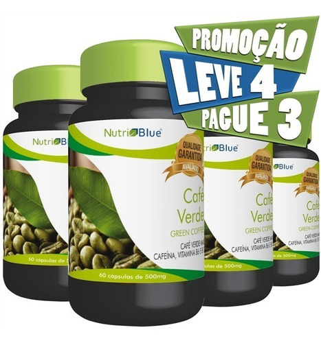 4 Frascos - Café Verde (green Coffee) Em Capsulas Nutriblue