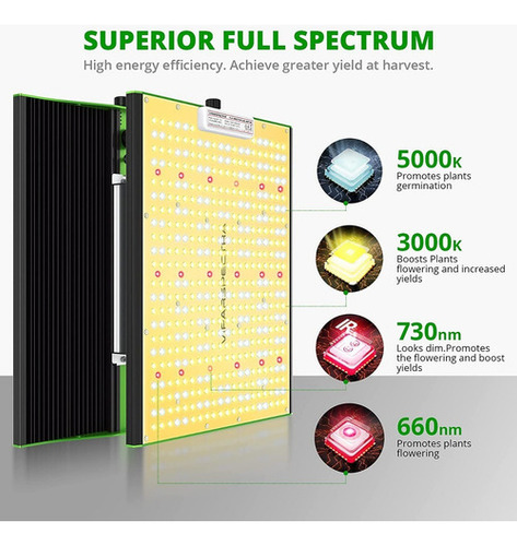 Lámpara para cultivo interior Viparspectra P2500 potencia de 2.5kW color de la luz verde