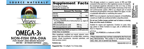 Omega-3 Veganos De Source Naturals, Epa-dha Sin Pescado, Par