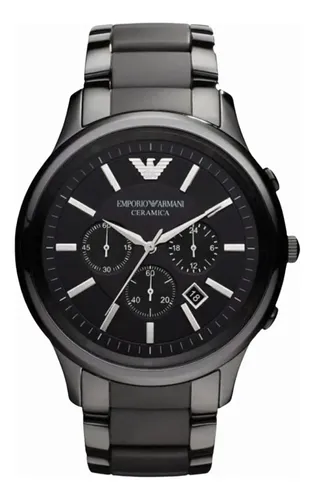 【美品】エンポリオアルマーニ AR1451 クロノグラフ ブラック 並行輸入品 Relógio Emporio Armani Ar1451 Masculino Cerâmica Preto