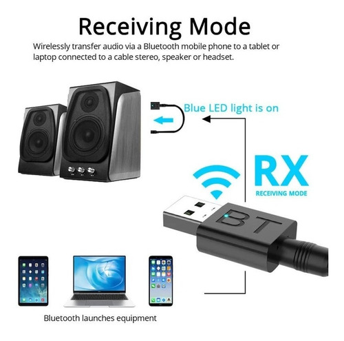 Imagen 4 de 5 de Transmisor Receptor Mini Usb Bluetooth 5.0 Pc Notebook