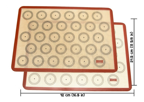 Imagen 6 de 6 de Tapetes Silicona Beegen Set 2pz Mat Hornear Macarones 42x29