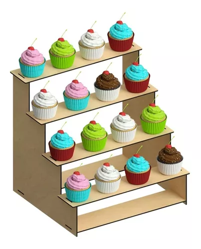 Kit Para Mesa De Cupcakes 5 Piezas Mdf -