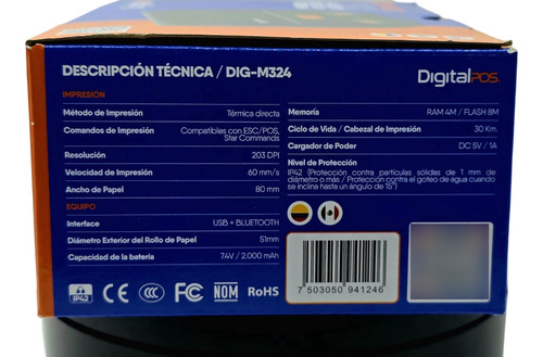Impresora Termica Portatil 80mm By Siscocr Negro