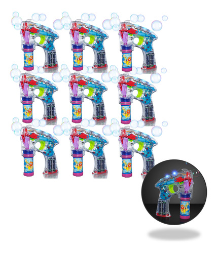 10 Pistola Burbujas Luz Led Juguete Fiesta Evento Cumpleaños