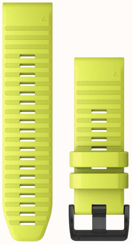 Pulseira de relógio Quickfit Garmin Fenix 6x/5x/3 (26 mm) cor de silicone amarela neon