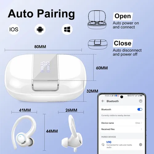 Auriculares Inalámbricos Casan Sport Bluetooth 5.3 Para Colo