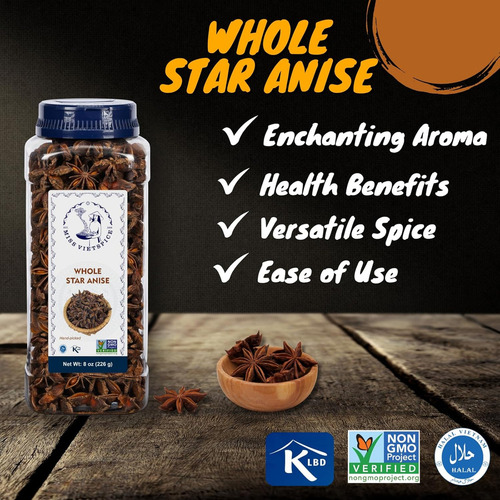 Miss Vietspice Anís Estrellado Entero 8 Oz, Anís Estrellado,