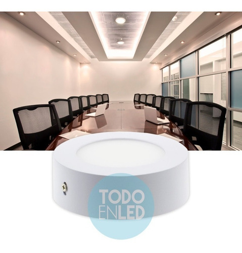 Imagen 2 de 8 de Plafón Panel Led Superficie Redondo 6w - Todoenled