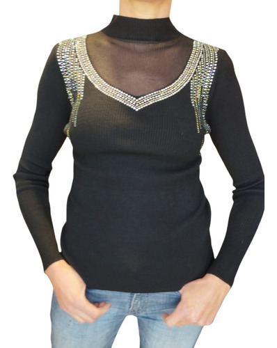 Sweater Polera Tachas Noche Mujer