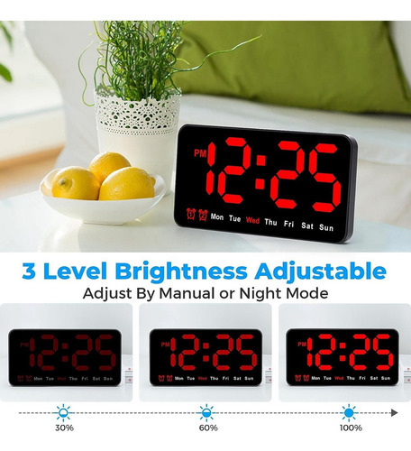Reloj De Pared U1 Digital, Reloj Digital Led De 9 Pulgadas C