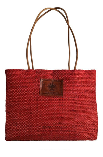 Bolsa Artesanal Mediana 100% Henequén Tejido A Mano Yucatán Color Rojo