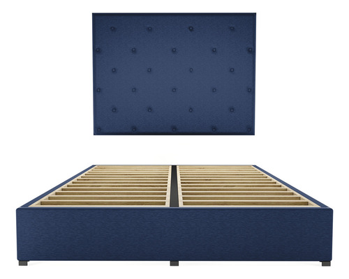 Cama clásica Cima Toscana individual color azul fabricada en lino