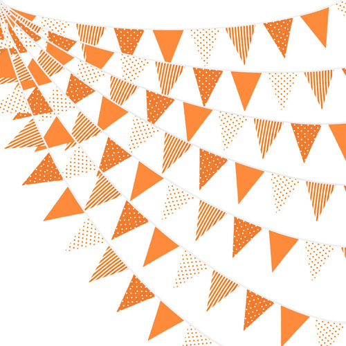 32 Pies Naranja Stripe Dot Triangle Flag Banner De Algodón C