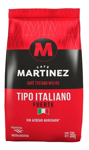 Cafe Martinez molido tostado tipo italiano fuerte 500g	