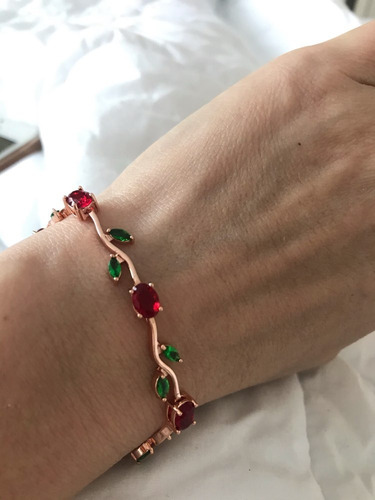 Pulsera Mujer Brazalete Rosas Elegante Circonita