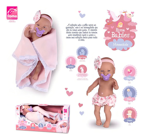 Boneca Roma Babies Maternidade 35cm Acessórios 5055 - Roma