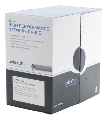 Bobina De Cable Utp Cat5e Linkedpro 305 M. Epcat5ev2 Gris