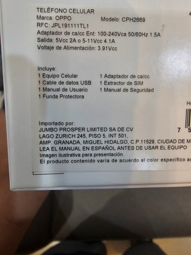 Smartphone Oppo A40 De 256 Gb, 4 Gb, Ram 6.7, 50 Mp. Sllado At&t Café (Usado)