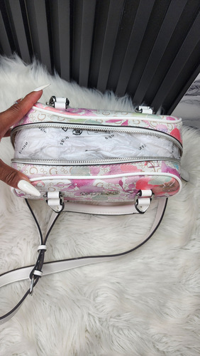Bolsa Guess Pr961108 Nueva 100 % Original Con Etiqueta Blanco Estampado Níquel Blanco