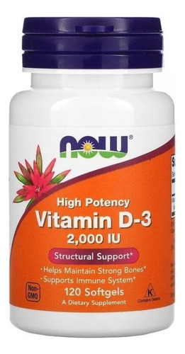 Now Foods Vitamina D3, 50 Mcg (2000 Ui), 120 Softgels