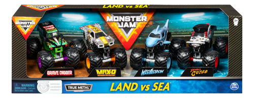 Toy Monster Jam Land Vs. Monster Trucks, Paquete De 4 Unidad