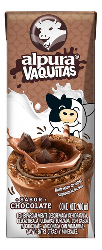 Leche Sabor A Chocolate Pack X24 Alpura Vaquitas 200ml C/u