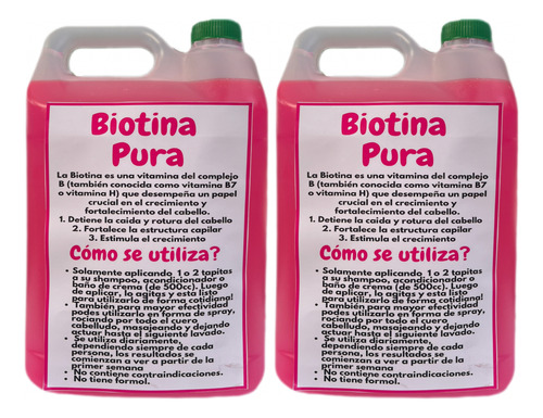 Biotina Pura 10 Litros Anticaida Y Crecimiento Capilar