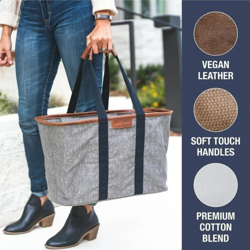 Bolsa De Compras Reutilizable Plegable Gris Jaspeado