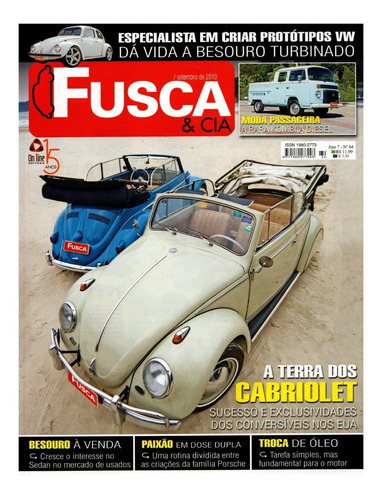 Fusca & Cia Nº64 Vw Cabriolet 1955 1959 Kombi Diesel Pick-up