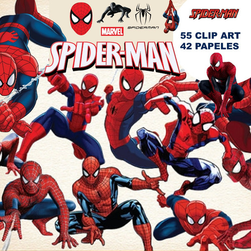 Kit Colección Hombre Araña Clipart Y Papeles Spiderman