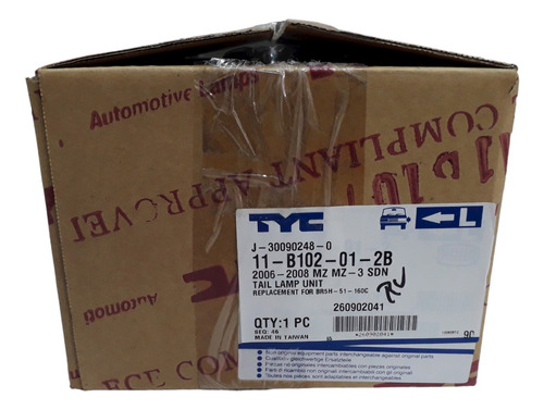 Stop Izquierdo Mazda 3 Sedan 2005-2009 Rojo Y Blanco - Tyc