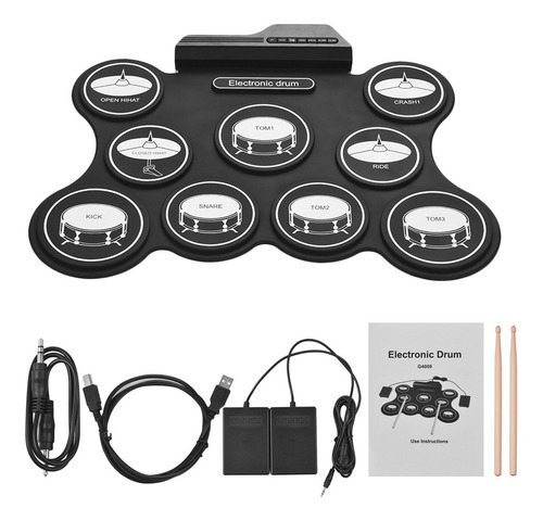 Imagen 3 de 7 de Batería Portátil Usb Roll Up Kit De Batería Electrónica