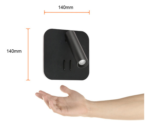 Luz Lectura Led Pared 7w Dirigible Marco Luz Calida 2.8w Neg