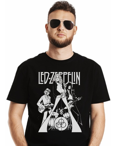 Polera Led Zeppelin Cartoon Rock Impresión Directa
