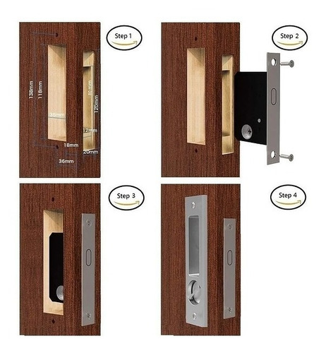 Imagen 8 de 8 de Cerradura Incrustar De Lujo Pico Loro Puertas Corredizas