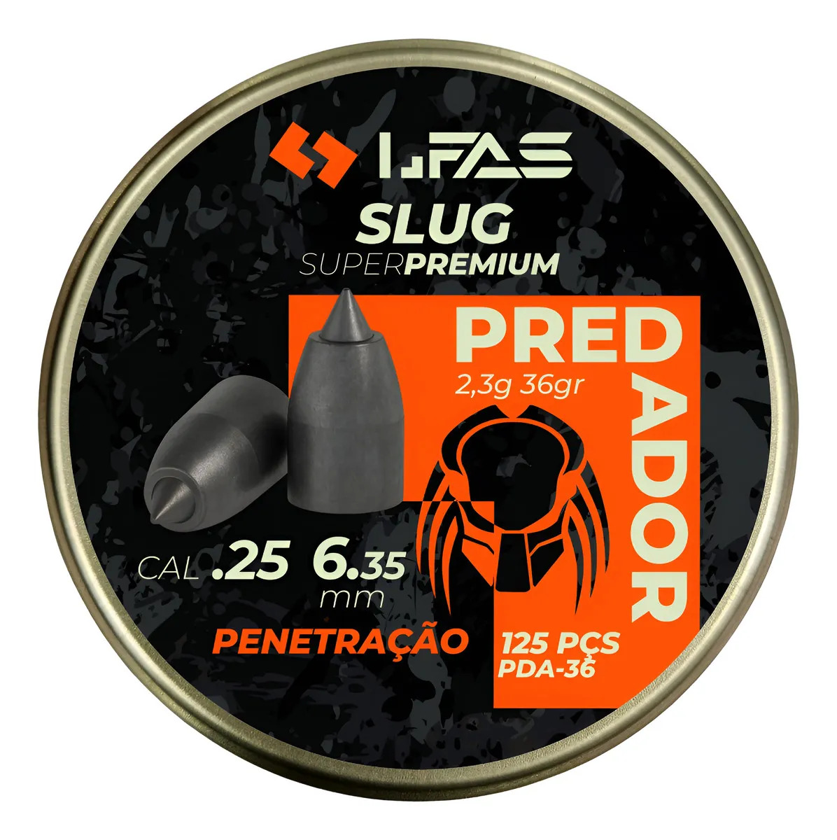 Chumbinho Slug 6.35mm Chumbo Predador 125 Unidades - Lfas