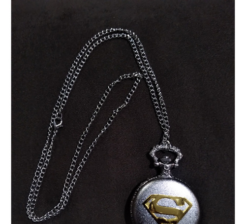 Relógio De Bolso Colar Super Homem (prateado) Novo!!!!