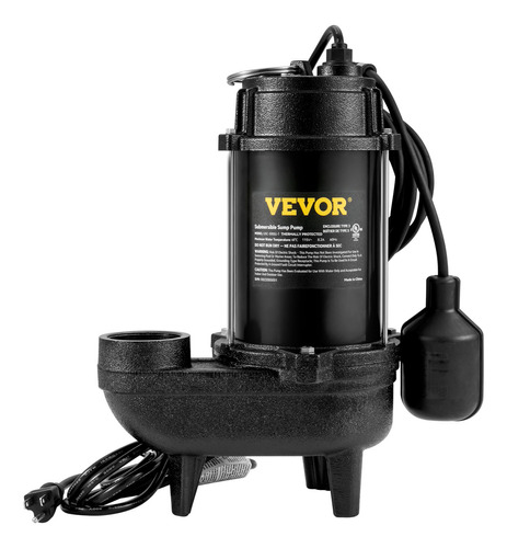 Vevor Bomba De Alcantarillado Sumergible 0.75hp 37ft 110v