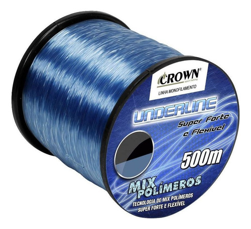 Linha Monofilamento Crown Underline 0,52mm 50lbs - 500m Cor Azul