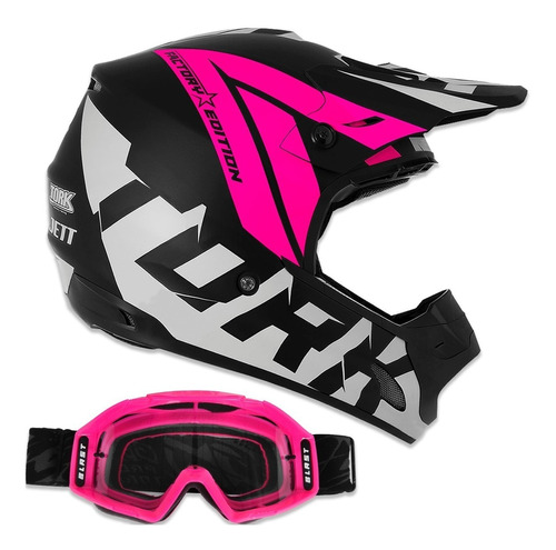 Casco Protork  Th1 Neon + Antiparra Regalo Rosado