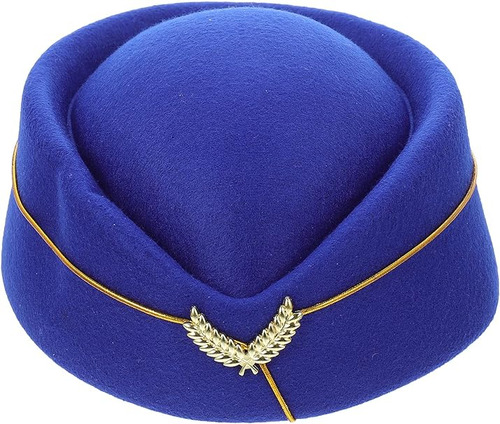 Sombrero Boina Azafata Britanica Gorra Vuelo Fieltro Accesor