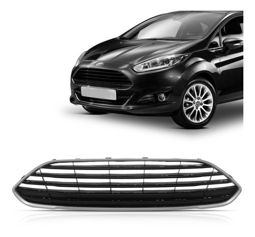 Grade Dianteira New Fiesta 14 15 16 17 18 Com Friso Preto