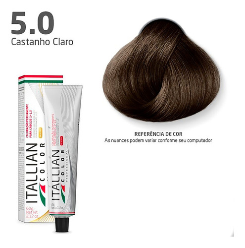 Coloração Itallian Color 60g Profissional Tom 5.0  Castanho Claro