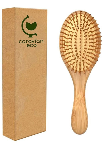 Imagen 2 de 6 de Cepillo Cabello Cerdas Naturales Bambu Frizz Estimula Caida